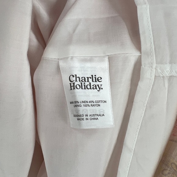 CHARLIE HOLIDAY Marley Mini Dress Womens 6 Orange Paisley Short Sleeve Linen NEW - Picture 12 of 16